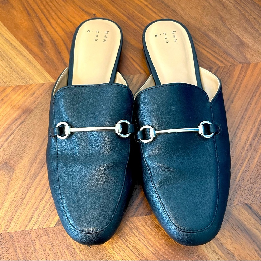 a new day black slip on lofers flat size 8 like new